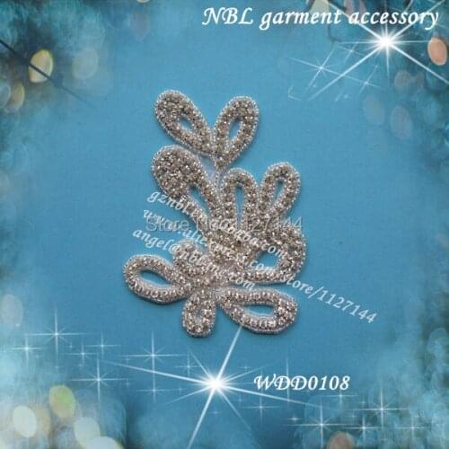 Crystal bridal beaded rhinestone applique for wedding dresses DIY iron on WDD0108