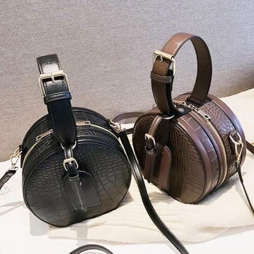 Round Handbag Fashion Messenger Shoulder Bags For Women 2020 Crossbody Bag Classic Alligator Pattern Handle Purse Bolsa S2298