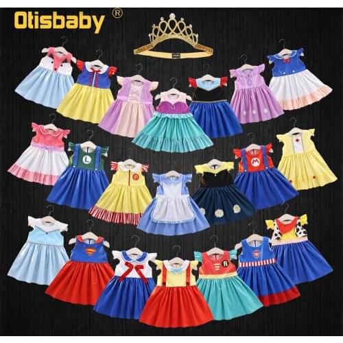 Summer Baby Girl Cartoon Princess Dress Up Toddler Sweet Cute Cotton Clothes 1 2 3 4 5 6 Year Old Birthday Dress Fairy Frocks