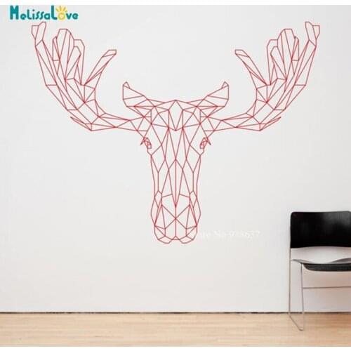 Moose Elk Trophy Head Geometric Series Sticker Decal Nursery Baby Room Decor Mural Removable Kids Room Stickers JH014