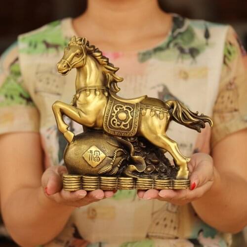 Copper immediately to Fortune Yuanbao Gold Bag Copper Horse office decoration home decoration opening gift decoration