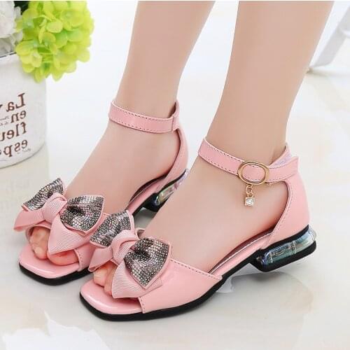 Fashion Girls Sandals Summer Girls Shoes Bowknot Princess Sandal Big Girls Pink Black Beige white 4 5 6 7 8 9 10-13Years Old Kid