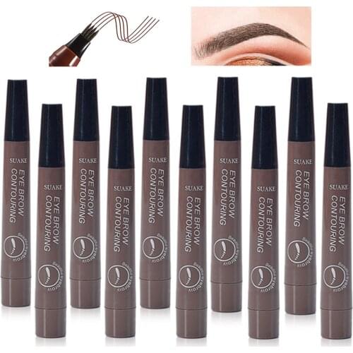 5/10pcs Microblading Eyebrow Pen Set 4 Points Liquid Brow Pencil Waterproof Dark Brown Eyebrow Enhancers Tattoo Pen Cosmetic