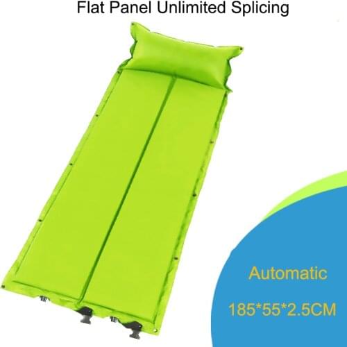 Inflatable Mattress with Pillow Camping Mat Automatic Pad Single-person Thickening Portable Moisture-proof Mat Beach Foldable