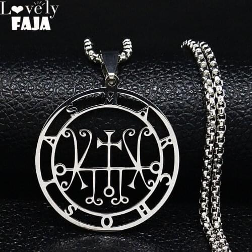 Sceal Sigil De Marchosias Stainless Steel Necklace Women/Men Silver Color Satan Chain Necklaces Demon key Jewelry joyas N3024S03