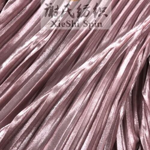 3Metres Pink Pleated Crushed Golden Velvet Fabric Cloth For Autumn And Winter Strapless Dress Skirt Crumpled Silk Velvet Fabric