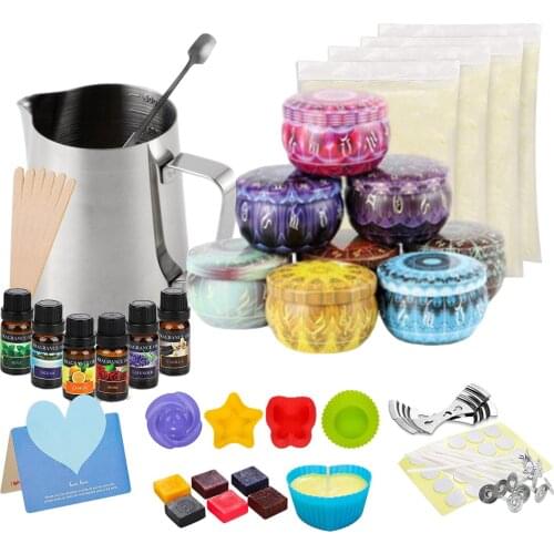 Complete DIY Candle Making Kit Including Soy Wax Can Wick Mixing Spoon Eco-friendly Material Non-toxic No Black Smoke No Residue