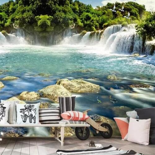 Custom wallpaper 3d photo murals beautiful water flowing waterfall screen restaurant background wallpaper papel de parede mural