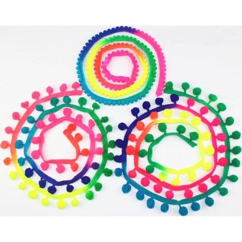 Rainbow Pink White Pom Pom Trim Ball MINI Pearl Pompom Fringe Ribbon Sewing Lace Kintted Fabric Handmade Craft Accessories 5Y