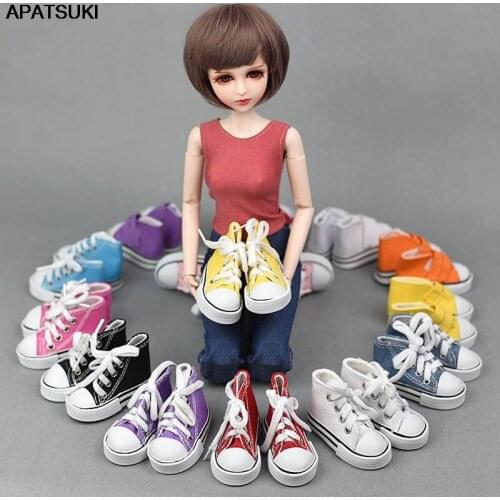7.5cm Multicolor Canvas Shoes For 1/4 BJD Doll & Mini Doll Shoes For 16 Inch Sharon Doll Boot Casual Shoes For 1/3 American Doll