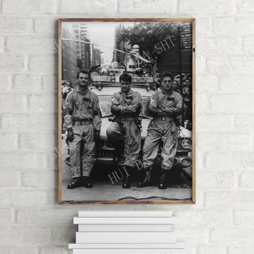 Ghostbusters Retro Movie Poster with Original Cast. Classic Film Scene Print