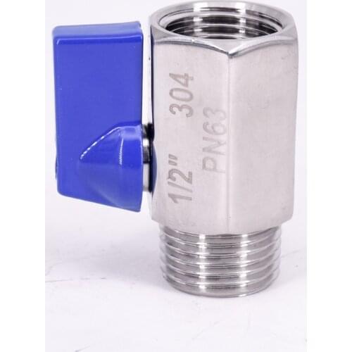 1/2" BSP Female To Male Mini Sanitary Ball Valve Homebrew Beer SUS 304 Stainless Steel With Blue Hanlde