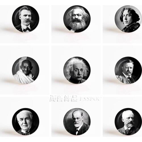 5Pcs/lot Beethoven Lincoln Oscar Wilde Round Photo 25mm Glass Cabochon for Pendant Making Jewelry Findings & Components