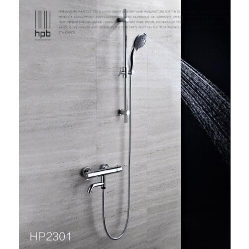 Bathroom Thermostatic Lifting Shower Set Solid Brass Chrome Finish Wall Mounted Shower Faucet with with Hand Shower Spout
