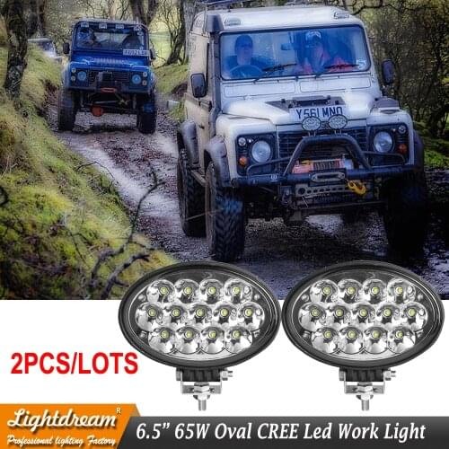 Spot beam 6.5" Oval Led work light 12V 24V 65W led driving light For truck ATV UTV 4x4 offroad tractor fog light work lamp x2pcs