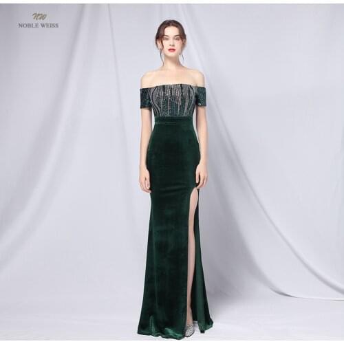 Evening Dresses Boat Neck Floor-Length Dresses Woman Party Night Off The Shoulder Prom Dresses