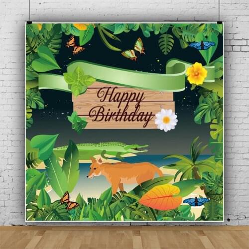 Fox Crocodile Green Plants Photography Vinyl Background Decor Photocall Birthday Party Backdrop for Portrait Photo Studio Props