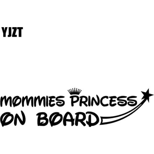 YJZT 15.2cm*3.9cm Mommies Princess On Board Crown Ornamental Vinyl Sticker Decal Car Black /Silver C10-00110
