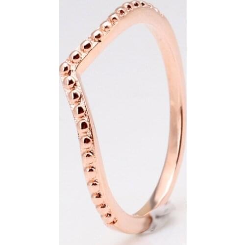 Original Rose Wish Bone Ring Stack With Crystal For Women 925 Sterling Silver Ring Wedding Party Gift Fine Europe Jewelry