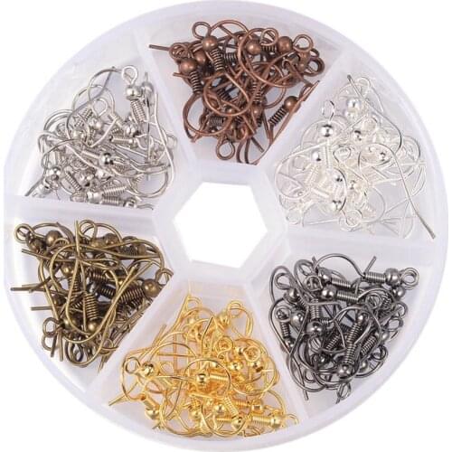 120pcs/box 6 Color Brass Earring Hooks Silver Color Golden Color Mixed Color,19mm