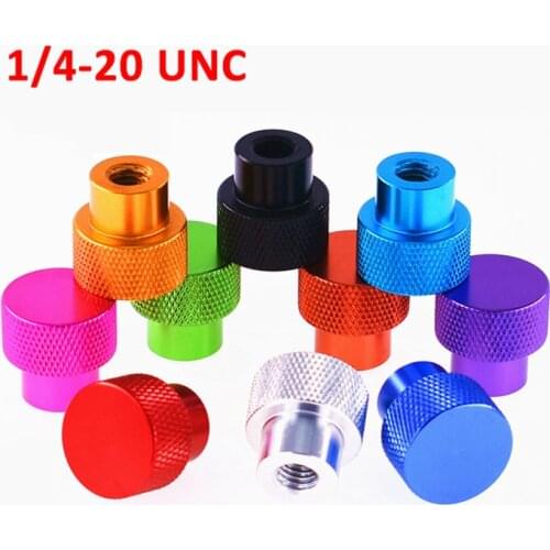 2PCS 1/4-20 UNC Coarse Thread Blind Hole Nuts Knurled Thumb Screws Step Hand-tightened Nuts Aluminum Alloy Multiple Color