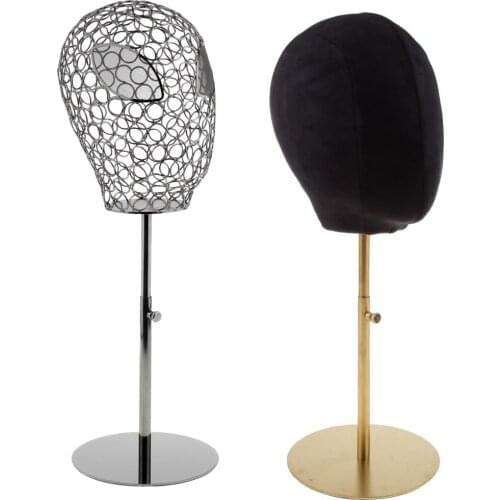2pcs Modern Metal Hat Stand, Tabletop Decorative Wig Drying Holder, Black & Silver