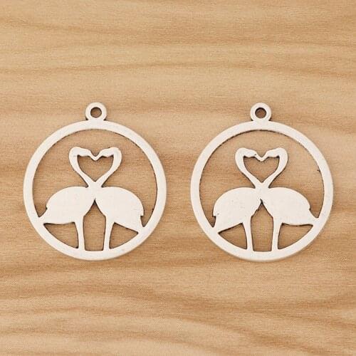 20 Pieces Tibetan Silver Swans Round Charms Pendants 2 Sided for DIY Necklace Jewellery Making Findings 26x26mm