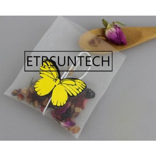 3000pcs Empty Nylon Tea Bag With String Heat Seal Filter Loose Tea Bags Infuser Strainer Butterfly Label