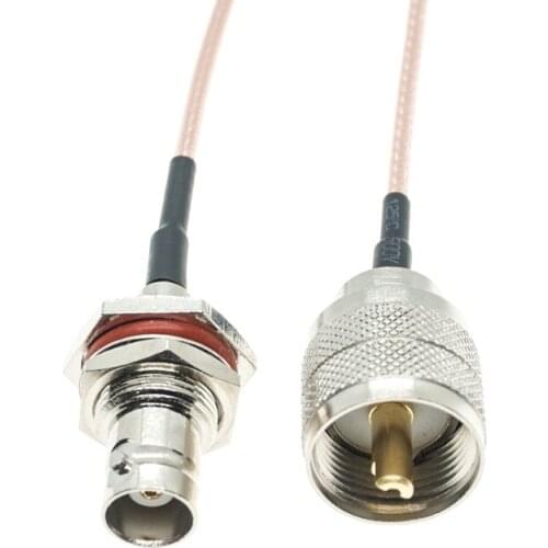BNC Female Nut Bulkhead To UHF Male PL259 Plug Jumper Coax pigtail RG316 Extension Cable