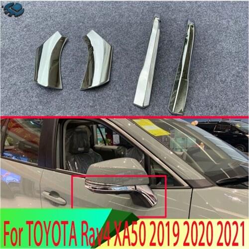 For TOYOTA Rav4 XA50 2019 2020 ABS Chrome Side Mirror Rear View Wing Chrome Cover Trim Molding Bezel Car Styling
