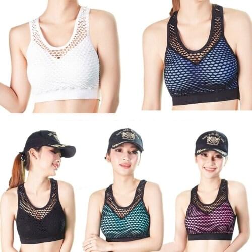 50Pcs/Lot Women Hollow Out Mesh Breathable Push Up Sport Shockproof Fitness Gym Vest Bra