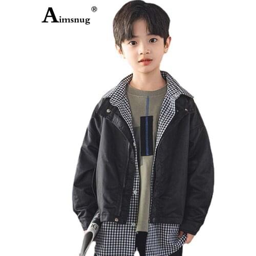Children Autumn Jacket Boys Fashion Zipper Pockets Jackets Loose Outerwear Kids Clothing 2021 Patchwork Plaid Tops Streetwear