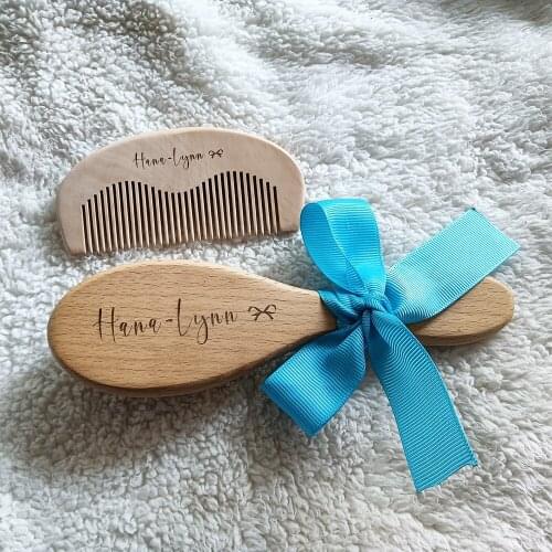 Custom Name Baby Bathing Comb Baby Care Hair Brush Pure Natural Wool Wood Comb Newborn Massager Baby Shower and Registry Gift