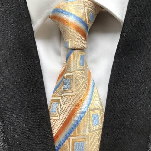 10 cm Width New Design Mens Ties Jacquard Woven Neck Tie Stripds with Plaids Unique Neckties