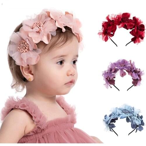 Artificial Flower Headbands Baby Girl Kids Hairbands Hair Accessories Hair Band bandanas Infant Toddler Headwear