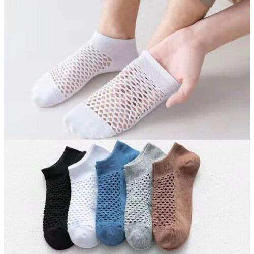 Cotton Man Short Socks Summer Thin Fashion Breathable Men Ankle Socks Comfortable Solid Color Casual Socks Male Street Mesh Soks