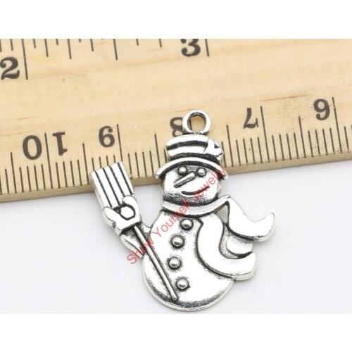JAKONGO 10pcs Tibetan Silver Plated Christmas Snowman Charms Pendants for Jewelry Making DIY Handmade Craft 29x25mm