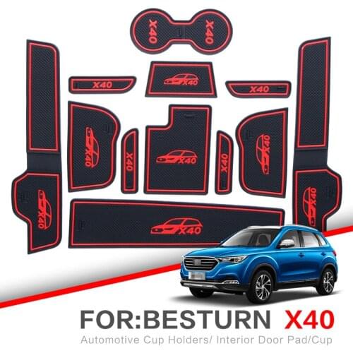 ZUNDUO For BESTURN X40 2017-2018 Gate slot pad Automobile Dust mats Cup Holders Car Mat Anti Slip , Non-slip RED WHITE