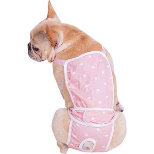 Summer Pet Dog Cotton Sanitary Pants With Suspenders Physiological Pants Jumpsuits Star Pattern Female Underwear Dog Costume