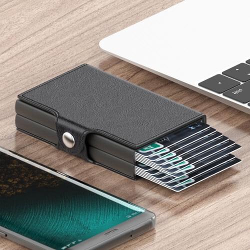 Metal card bag mens multi card position large capacity business card bag womens ultra thin anti theft brush small card fashion