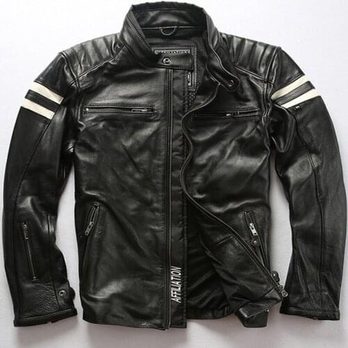 2021 Mens Genuine Leather Jacket Cowhide Motorcycle Jacket Mens Leather Spring Autumn Jacket
