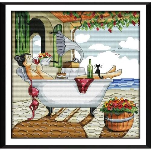 Embossed Cross Stitch Kit for Beginners Printed Baignaide Pattern