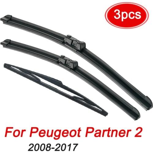 MIDOON Wiper Front Rear Wiper Blades Set For Peugeot Partner 2 2008 09 10 11 12 13 14 15 2016 Windshield Windscreen 26"16"14"