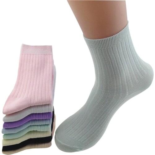 6 Pairs Women Socks Spring Summer In High-Grade Bamboo Fiber Socks Candy Color Tube Fashion Women Comfortable Cotton Women Socks