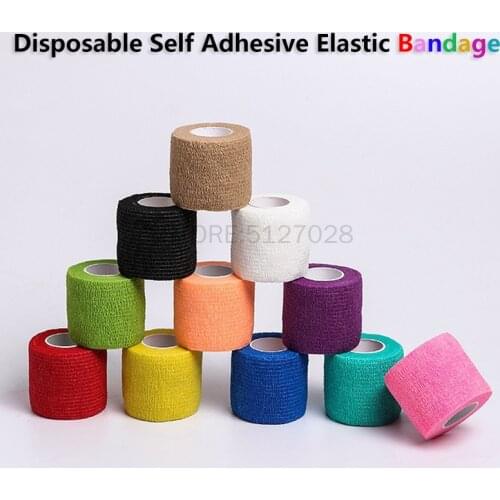 Disposable Self Adhesive Elastic Bandage Tape For Handle With Tube Tightening Of Tattoo Accessories Random Color x1