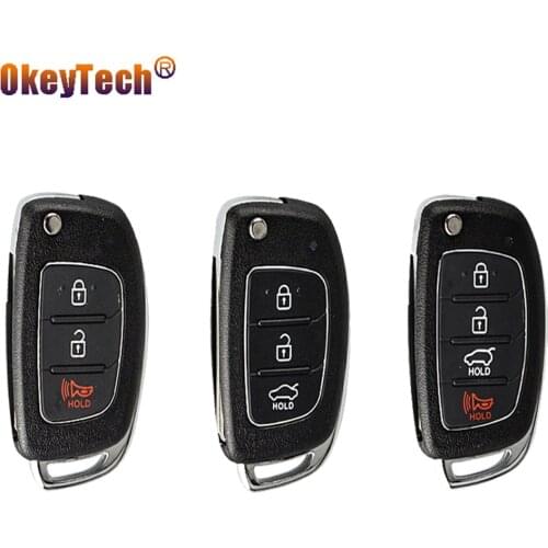 OkeyTech New Style 3/4 Button Flip Folding Car Key Shell For Hyundai Solaris ix35 ix45 ELANTRA Santa Fe HY20 Remote Uncut Blade