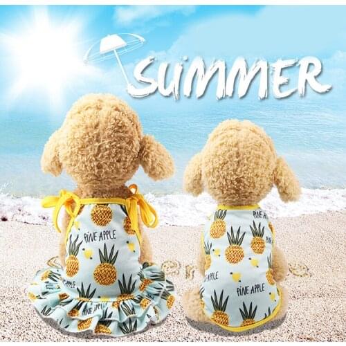 Pet Dress Fruit pattern Pineapple Strawberry Banana Printing VIP Teddy Dog Dress Skirt t-shirt Couple Dress vest Skirt