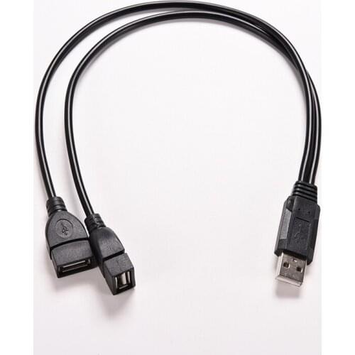 USB 2.0 A Male To 2 Dual USB Female Jack Y Splitter Hub Power Cord Adapter Cable
