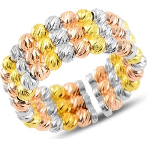 Silverlina Silver 3 Color Dorica Top 3 Row Ring