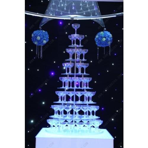Seven tiers round champagne tower (excluding cups and light) wholesale champagne cup stand champagne goblet tower